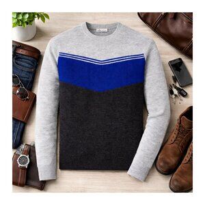 PETER MILLAR CROWN Men's 2XL Sweater Apres Ski Crewneck WOOL XXL Blue Grey Knit